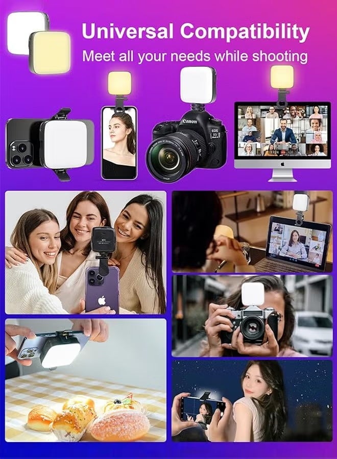 dida-cosmos LED Video Light,Computer Light for Meeting Video Light,Multi-Angle Adjustable & Splicable Multi-Functional Pocket Fill Light LED Selfie Light with Clips Portable Phone Light for Video Shooting Vlogging Kit, 60 Beads 3 Colors 9 Modes 1200mAh Battery, Fill Light for iPhone Photo Camera Computer Laptop TikTok Makeup Video Call - Image 3